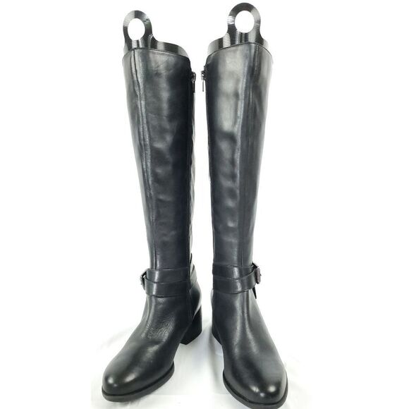 Naturalizer Kelina Black Leather Boots side zipper angle buckle sz 7M - Picture 1 of 11